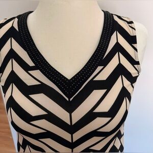 Alfani Black and White Striped Sleeveless Top